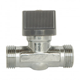 Robinet D'arrêt Chromé Droit 1/4 Tour - Double Mâle Mm12/17 - En Laiton Chromé