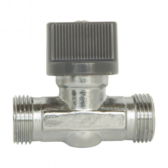 Robinet D'arrêt Chromé Droit 1/4 Tour - Double Mâle Mm12/17 - En Laiton Chromé