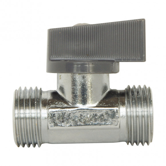 Robinet D'arrêt Chromé Droit 1/4 Tour - Double Mâle 15/21 - En Laiton Chromé