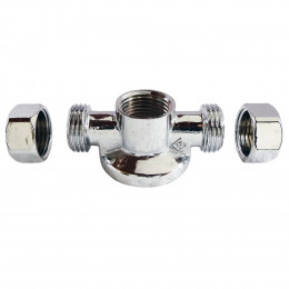 Applique Chromée Double F15/21 À Collet Battu Tube Cuivre Ø14 Pr Machine À Laver