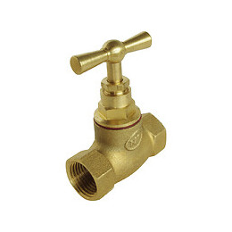 Robinet D'arrêt À Visser Double Femelle Ff20/27 - En Laiton Brut