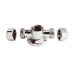 Applique Chromée Double F15/21 À Collet Battu Tube Cuivre Ø12 Pr Machine À Laver