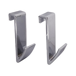 Lot De 2 Crochets Pour Sèche Serviette Tube Plat Chromé