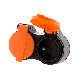 Rallonge Étanche 2 Prises 2p+t H07rn-f 3x 1,5mm² 10m Avec Clip De Fixation Orange - Zenitech