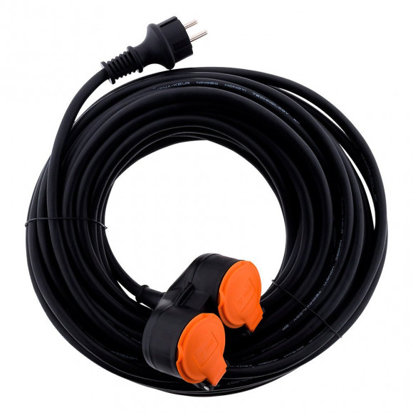 Rallonge Étanche 2 Prises 2p+t H07rn-f 3x 1,5mm² 10m Avec Clip De Fixation Orange - Zenitech