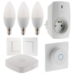 Pack De Démarrage Maison Connectée  (3 Ampoules + 1 Variateur + 1 Prise + 1 Va Et Vient Sans Fil + 1 Box )