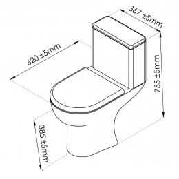 Pack Wc Serti Nf Bride Sh - H75,5xl36,7x62cm - H.cuv. 38,5cm - Céramique Blanche