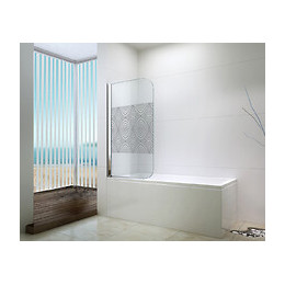 Pare Baignoire Uimi - 80x140x0,5cm - Verre Trempé Sérigraphié - Finition Chromé