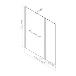 Pare-baignoire Pongo - Paroi 120x140x0,4cm - Verre Trempé - Finition Chromé