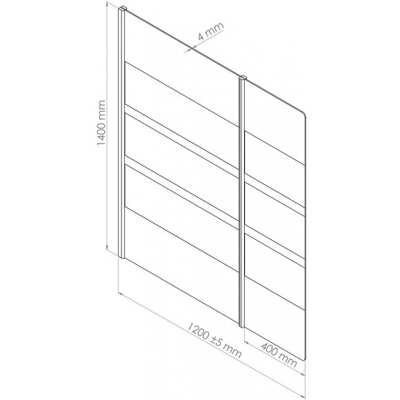 Pare-baignoire Missi 2v - Paroi 120x140x0,4cm - Verre Trempé - Finition Blanc
