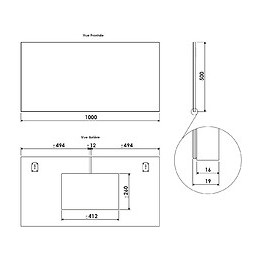 Miroir Simple Rectangle - Argent - 100x50cm - Verre - Chants Blancs