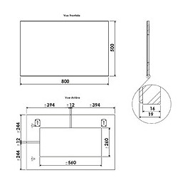Miroir Simple Rectangle - Argent - 80x50cm - Verre - Chants Blancs