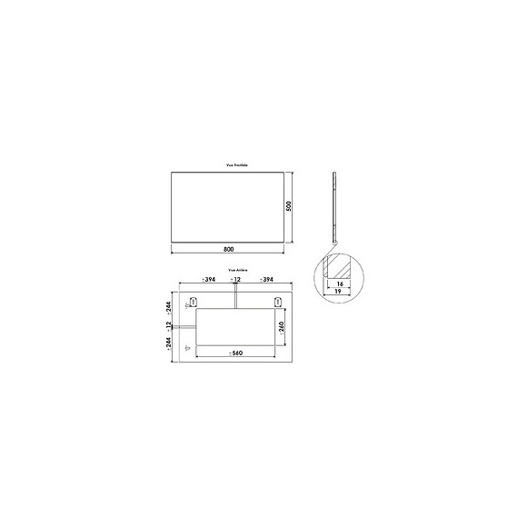 Miroir Simple Rectangle - Argent - 80x50cm - Verre - Chants Blancs