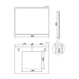 Miroir Simple Carré - Argent - 80x80cm - Verre - Chants Blancs