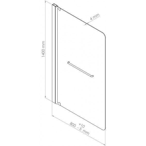 Pare-baignoire Sandra 1v - Paroi 80x140x0,4cm - Verre Trempé - Finition Chromé
