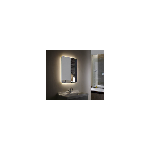 Miroir Rétro-éclairant Los Angeles - Argent - 60x80cm - Verre - Cadre Aluminium