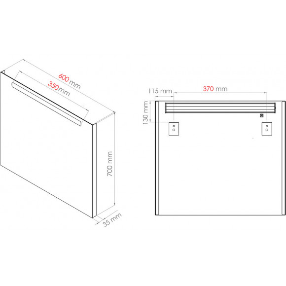 Miroir Rétro-éclairant Adel - Argent - 60x70cm - Verre - Cadre Aluminium