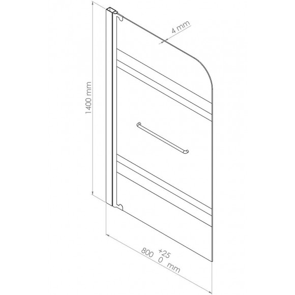 Pare-baignoire Olame - Paroi 80x140x0,4cm - Verre Trempé Sér. - Finitions Chromé