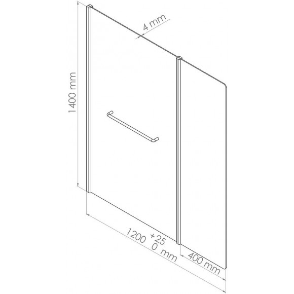 Pare-baignoire Tulpa - Paroi 120x140x0,4cm - Verre Trempé - Finition Chromé