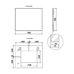 Miroir Simple Rectangle - Argent - 90x70cm - Verre - Chants Alu