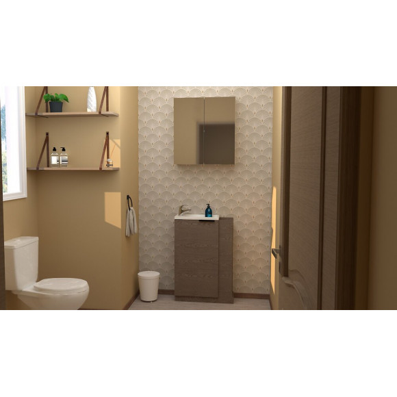 Miroir Armoirette Simple - 60x65cm - Blanc - Mélaminé Et Façade Verre Miroir