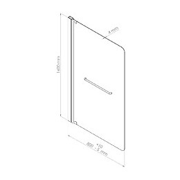 Pare-baignoire Sandra 1v - Paroi 80x140x0,4cm - Verre Trempé - Finition Chromé