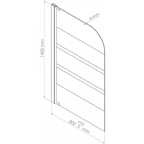 Pare-baignoire Missi 1v - Paroi 80x140x0,4cm - Verre Trempé - Finition Blanc