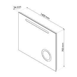Miroir Rétro-éclairant Froya - Argent - 140x70cm - Verre - Multi-fonctions