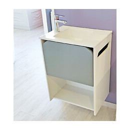 Lave-mains Lory - Avec Miroir - 50cm - Gris - Laqué - Livré En Kit