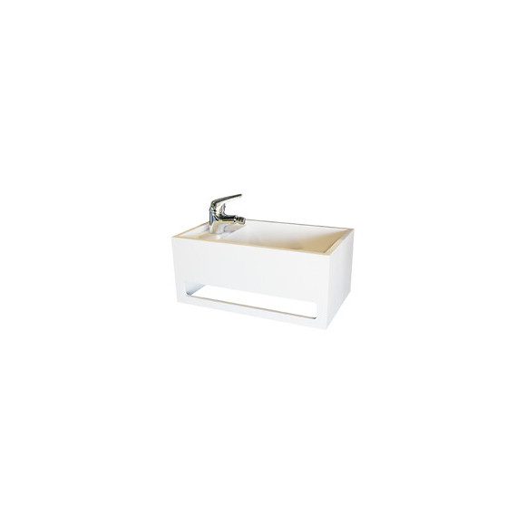 Lave-mains Rectangle Solice - Blanc - 50x30cm - Solid Surface - Sans Trop Plein