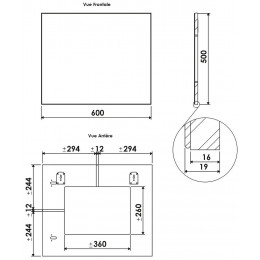 Miroir Simple Rectangle - Argent - 60x50cm - Verre - Chants Blancs