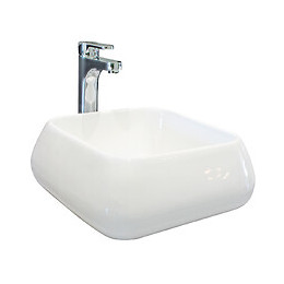 Vasque Carré Arrondi À Poser Ety - Blanc - 41cm - Céramique - Sans Trop Plein