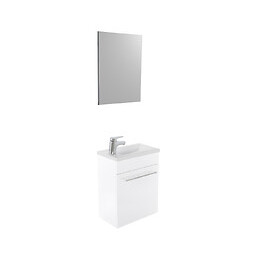 Lave-mains Nino - Avec Miroir - 44cm - Blanc - Laqué - Livré En Kit