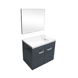 Lave-mains Epice - Avec Miroir - 50cm - Gris - Laqué - Livré En Kit
