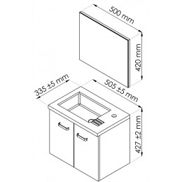 Lave-mains Epice - Avec Miroir - 50cm - Blanc - Laqué - Livré En Kit