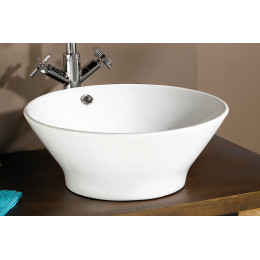 Vasque Ronde Évasé À Poser Amalfi - Blanc - 42,5cm - Céramique - Avec Trop Plein