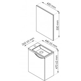 Lave-mains Versos - Avec Miroir - 44cm - Blanc - Laqué - Livré Monté