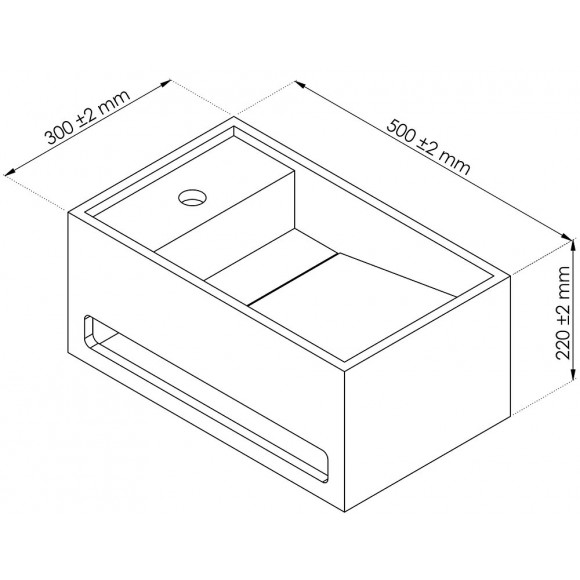 Lave-mains Rectangle Solice - Blanc - 50x30cm - Solid Surface - Sans Trop Plein