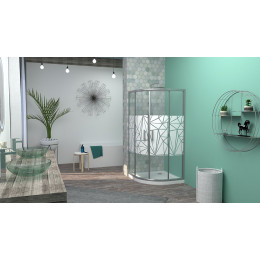 Receveur Meri - Picots Antidérapants - 1/4 Cercle - 90x6,5cm - Grès - Blanc