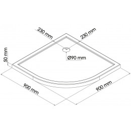 Receveur Yqua Extra Plat & Antidérapant - 1/4 De Cercle 90cm - Acrylique - Blanc