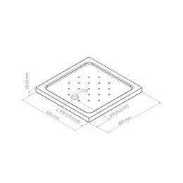 Receveur Meri - Picots Antidérapants - 80x80x6,5cm - Grès - Blanc