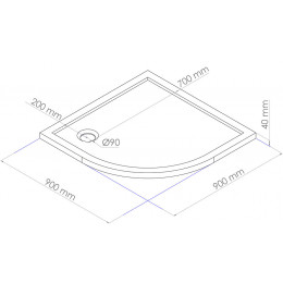 Receveur Bull - Antidérapant - 1/4 De Cercle 90cm - Smc - Blanc - Extra-plat