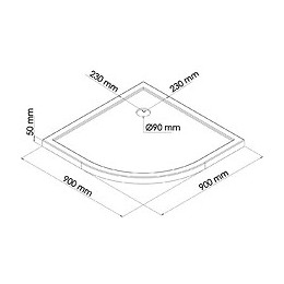 Receveur Yqua Extra Plat & Antidérapant - 1/4 De Cercle 90cm - Acrylique - Blanc