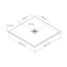 Receveur Nola - Découpable - 80x80cm - Résine - Gris Anthracite - Extra-plat