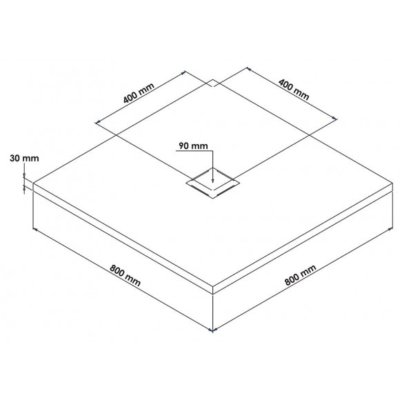 Receveur Naturo - Découpable - 80x80cm - Résine - Bois - Extra-plat