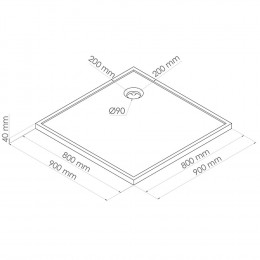 Receveur Bull - Antidérapant - 90x90cm - Smc - Blanc - Extra-plat