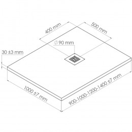 Receveur Nola - Découpable - 100x140cm - Résine - Blanc - Extra-plat