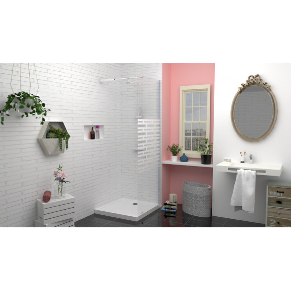 Receveur Meri - Picots Antidérapants - 80x80x6,5cm - Grès - Blanc