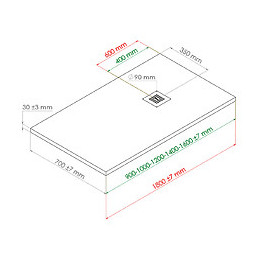 Receveur Nola - Découpable - 70x180cm - Résine - Blanc - Extra-plat