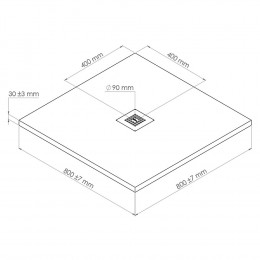 Receveur Nola - Découpable - 80x80cm - Résine - Gris Anthracite - Extra-plat
